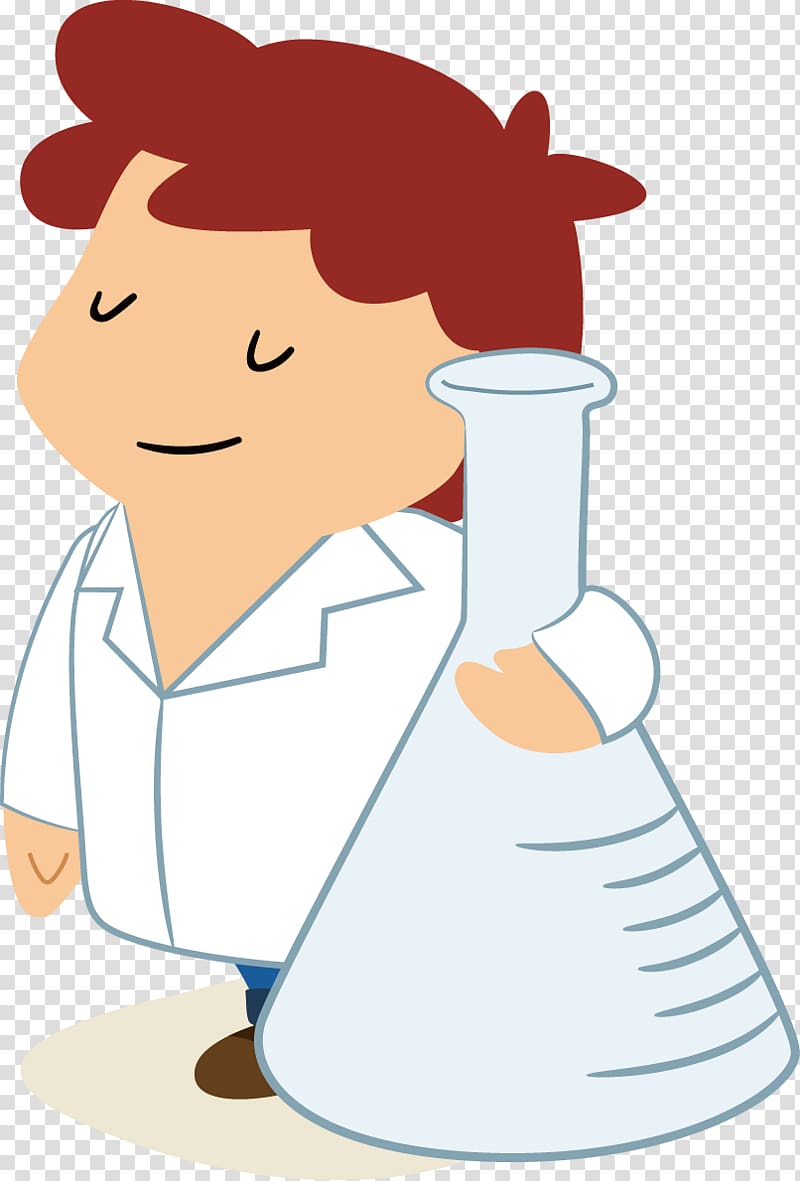 chemist holding illustration, Cartoon Scientist Science, the scientist transparent background PNG clipart