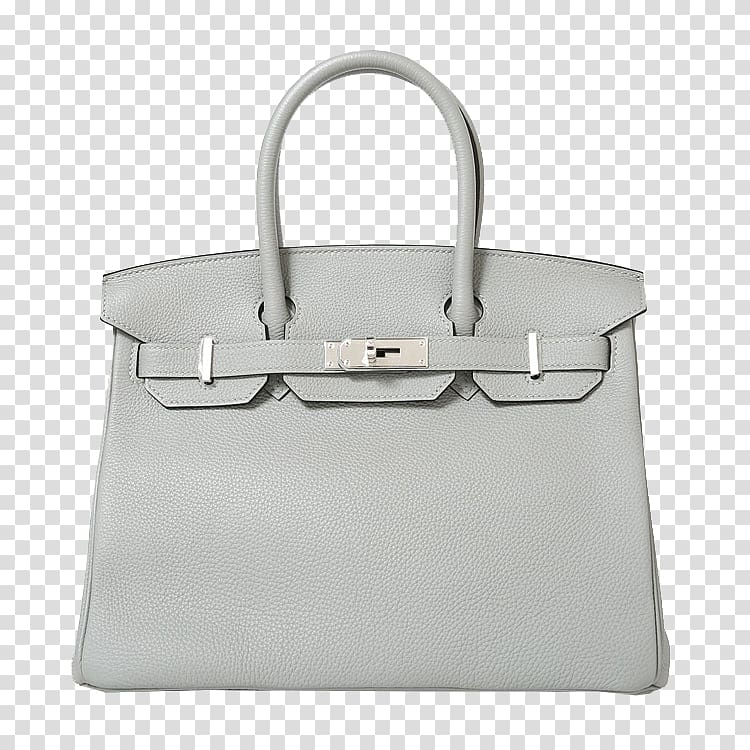 gray leather handbag, Tote bag Hermès Handbag Birkin bag, HERMES (Hermes) 4Z gull gray leather handbag silver buckle transparent background PNG clipart