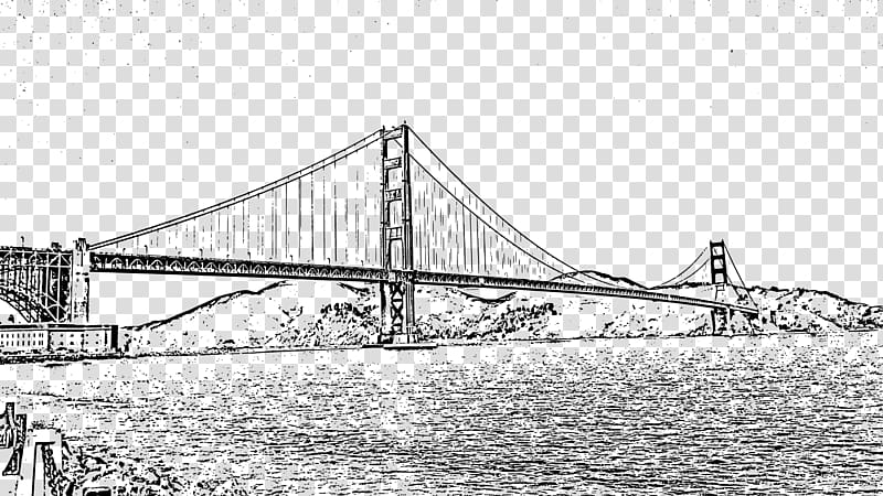 Golden Gate Bridge Black and white Suspension bridge, Bridge transparent background PNG clipart