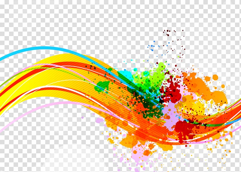 Ink Watercolor painting, Dynamic color lines, multicolored background transparent background PNG clipart