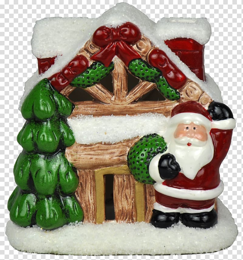 Christmas ornament Santa Claus Ceramic Gingerbread house, santa claus transparent background PNG clipart