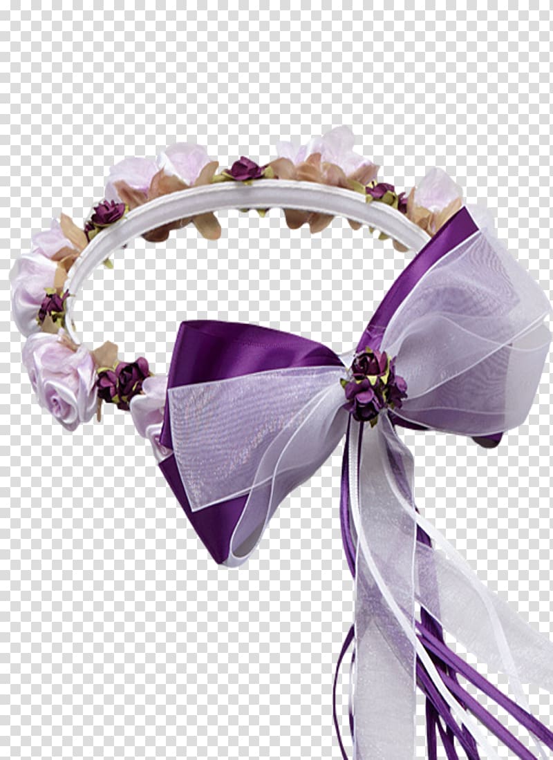 Ribbon Purple Flower Textile Satin, ribbon transparent background PNG clipart