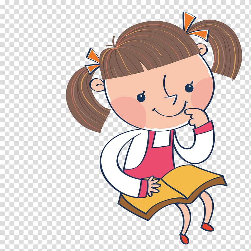 Girl , Open the book thinking girl transparent background PNG clipart