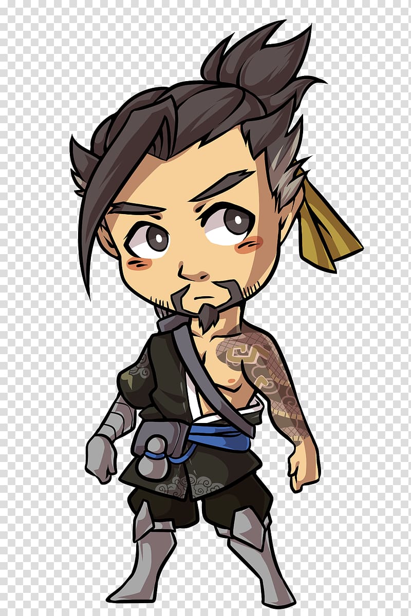 Overwatch Hanzo Drawing Chibi, on the reverse side transparent background PNG clipart