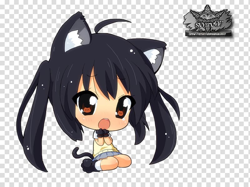 T-shirt Chibi Anime Catgirl Drawing, Azusa Nakano transparent background PNG clipart