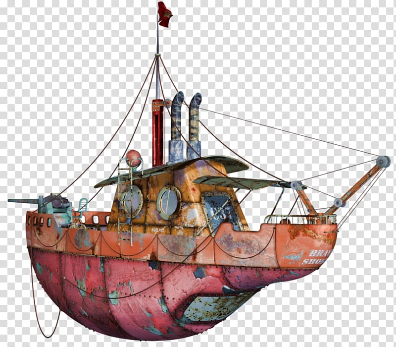 Steampunk Dragon boat Sailing ship, boat transparent background PNG clipart