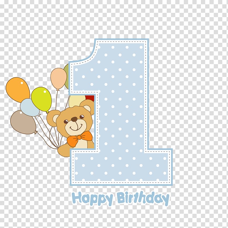 Happy Birthday text overlay, Birthday Greeting card, is one year old transparent background PNG clipart