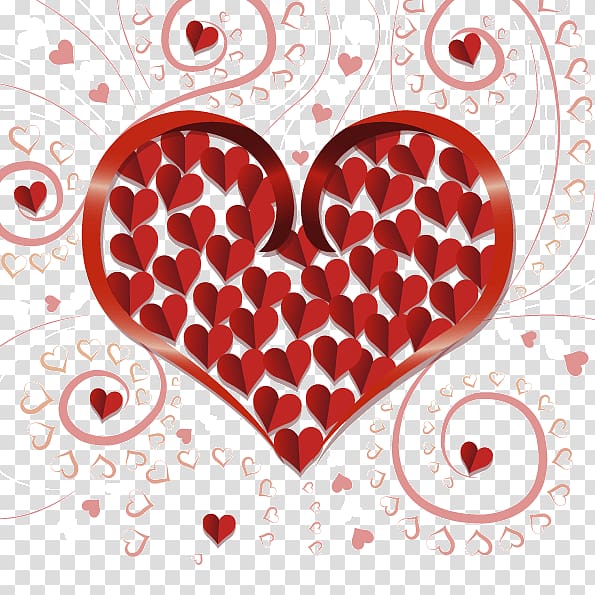 Love red paper heart-shaped decoration material transparent background PNG clipart