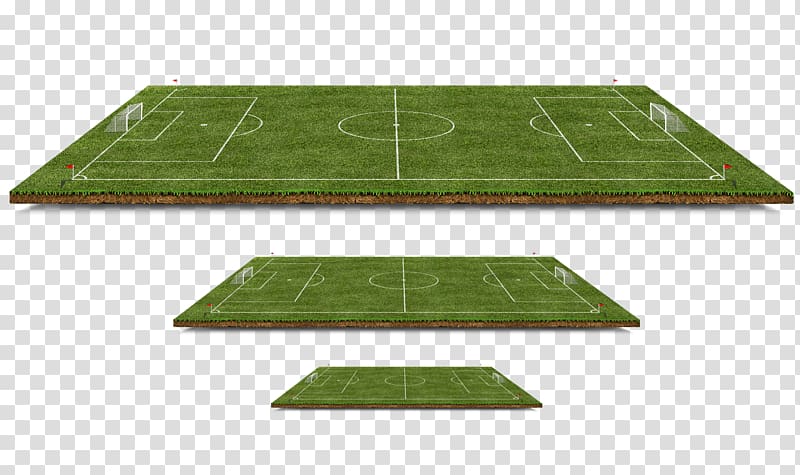 three soccer fields, Football pitch 3D computer graphics , Football Turf transparent background PNG clipart
