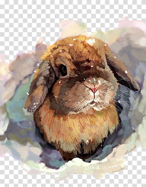 brown rabbit painting, Watercolor painting Art Drawing, Hand-painted watercolor rabbit transparent background PNG clipart