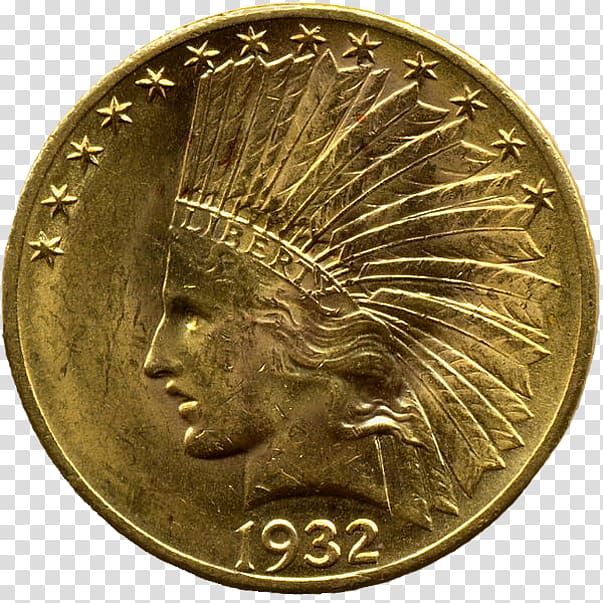 United States Gold coin American Gold Eagle Indian Head gold pieces, indian gold coin transparent background PNG clipart