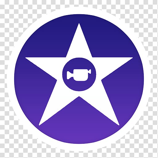 round blue and white star logo, electric blue area purple symbol, iMovie transparent background PNG clipart