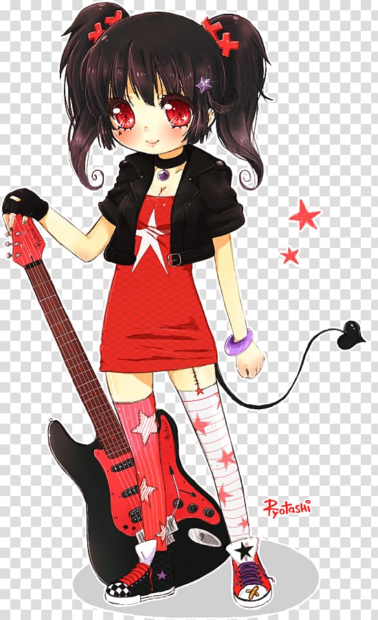 Bass guitar Anime Electric guitar, schoolgirl transparent background PNG clipart