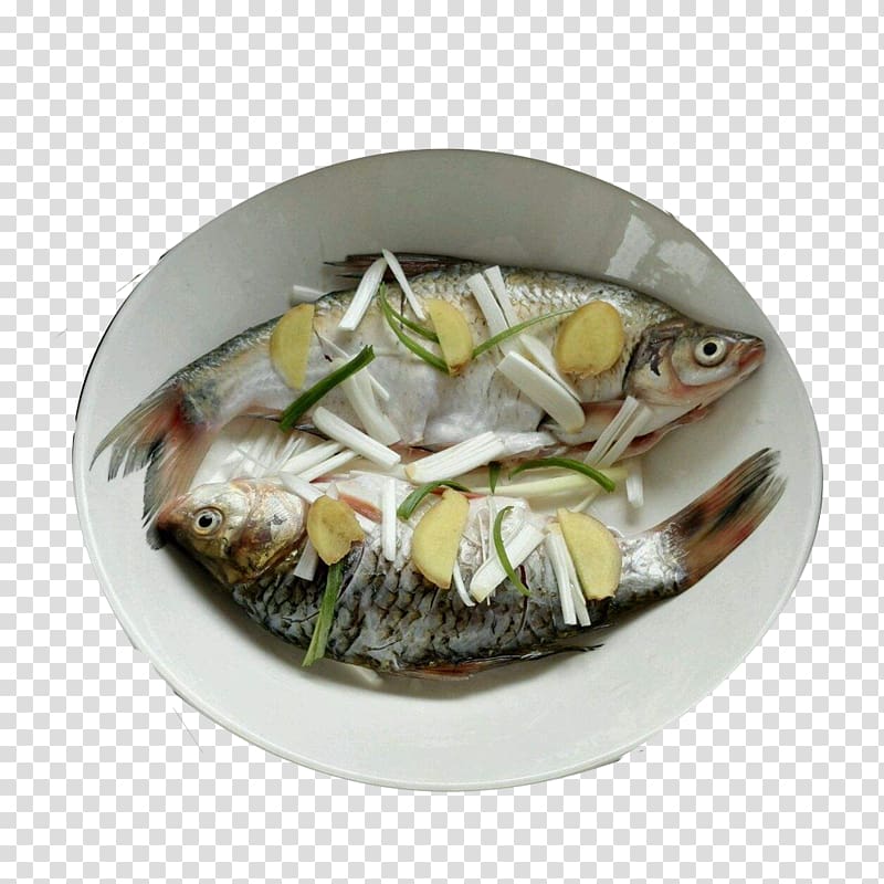 Seafood Cooking, Steamed perch with scallion and ginger transparent background PNG clipart