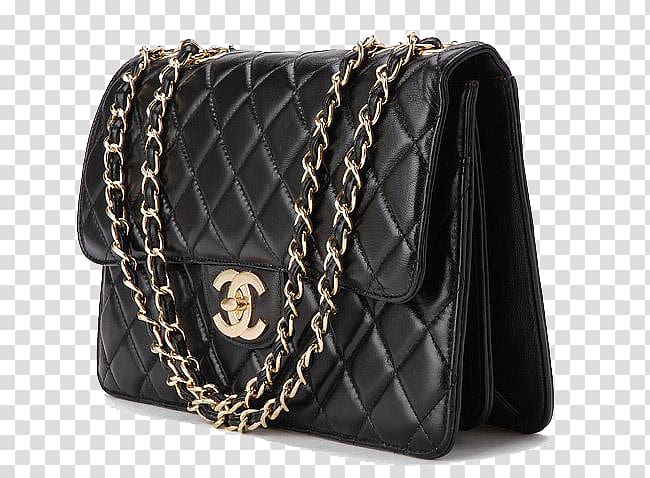 women's black Chanel leather sling bag, Handbag Chanel Leather Fashion, CHANEL black leather bag transparent background PNG clipart