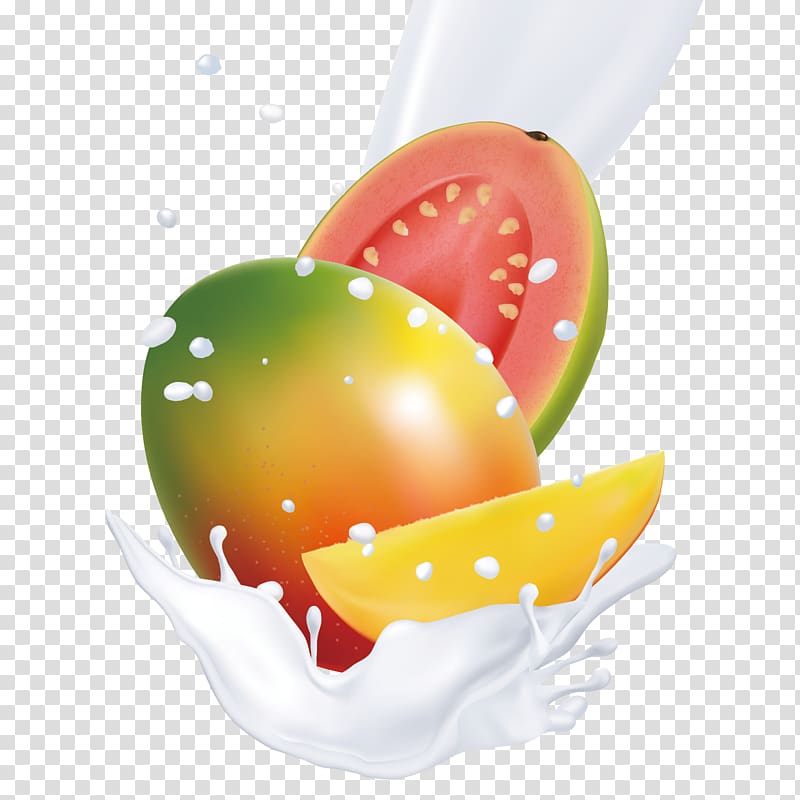 Juice Milk Fruit Mango, Cartoon hand painted flowing fruit milk transparent background PNG clipart