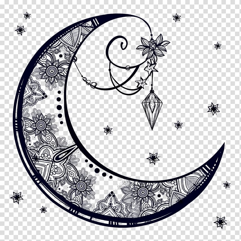 Moon Clipart Floral - Crescent Moon Vector Png - Free Transparent