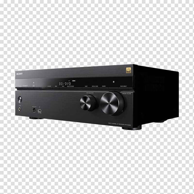 AV receiver Blu-ray disc 4K resolution Dolby Atmos Radio receiver, audio transparent background PNG clipart