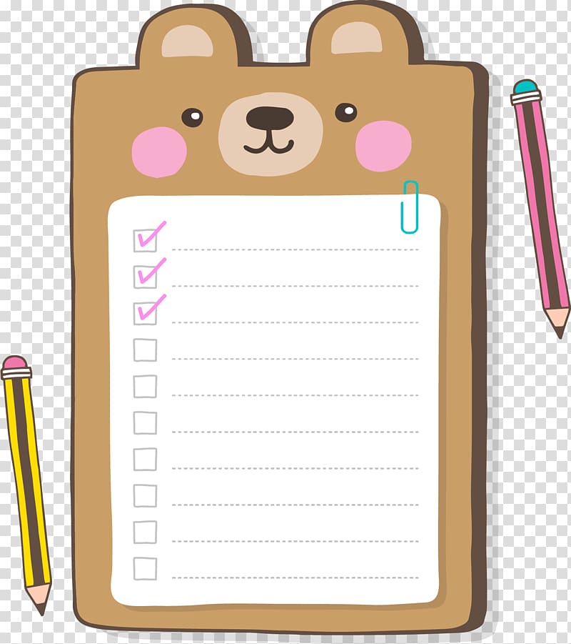 rilakkuma bear clipboard and pencils illustration, Polar bear Cuteness, List of lovely bear list transparent background PNG clipart