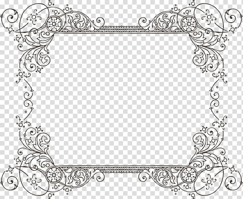 black floral border graphic art, Borders and Frames Frames Calligraphic Frames and Borders , classic border transparent background PNG clipart