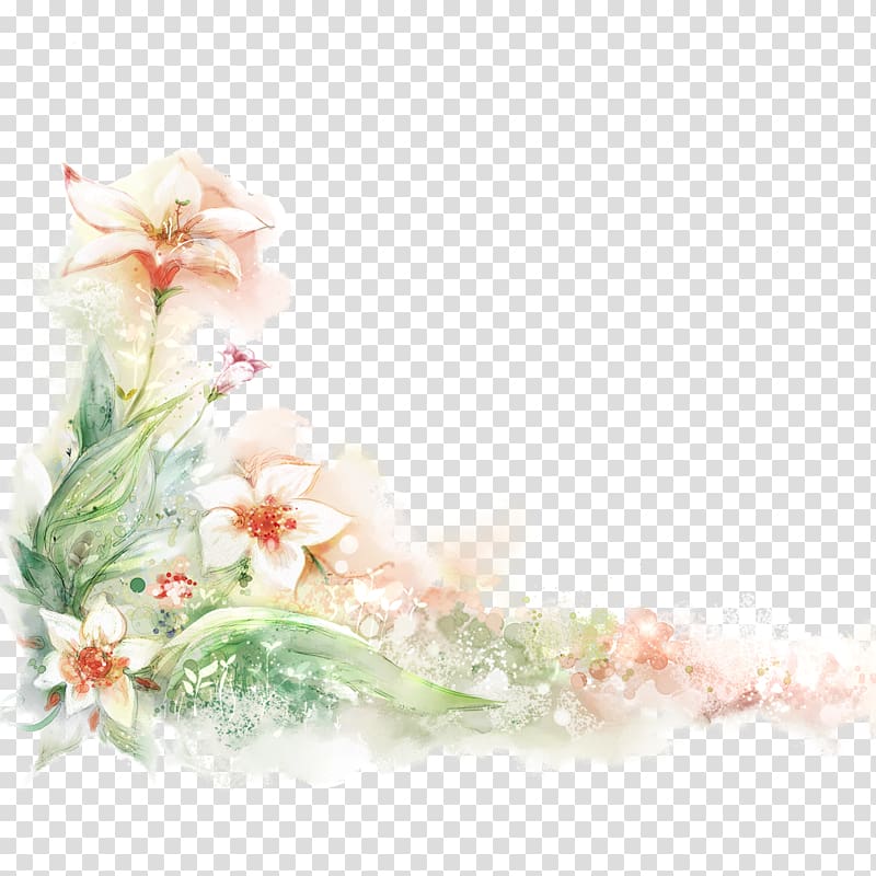 pink flowers illustration, Ornament Poster , Background cartoon fairy fantasy transparent background PNG clipart