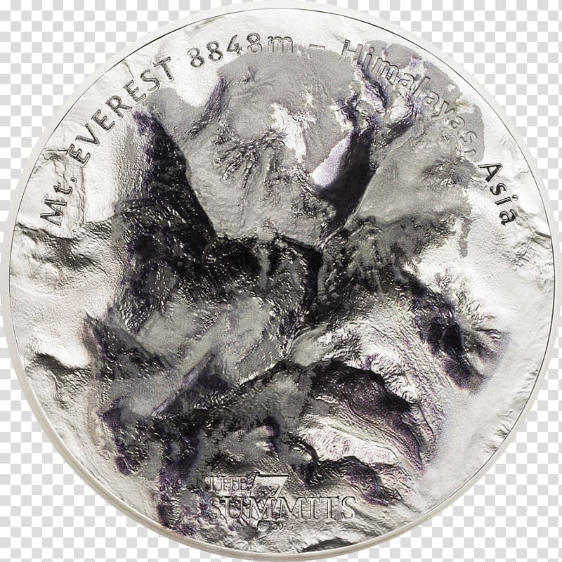 Silver coin Mount Everest Metal, silver transparent background PNG clipart