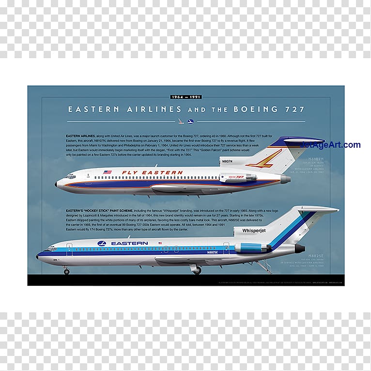 Narrow-body aircraft Eastern Air Lines Airline Air travel Boeing 727, Travel transparent background PNG clipart