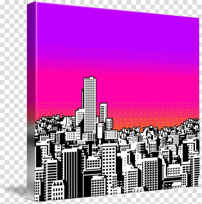 Art Desktop Vaporwave Pixel, Cityscape Collage transparent background PNG clipart