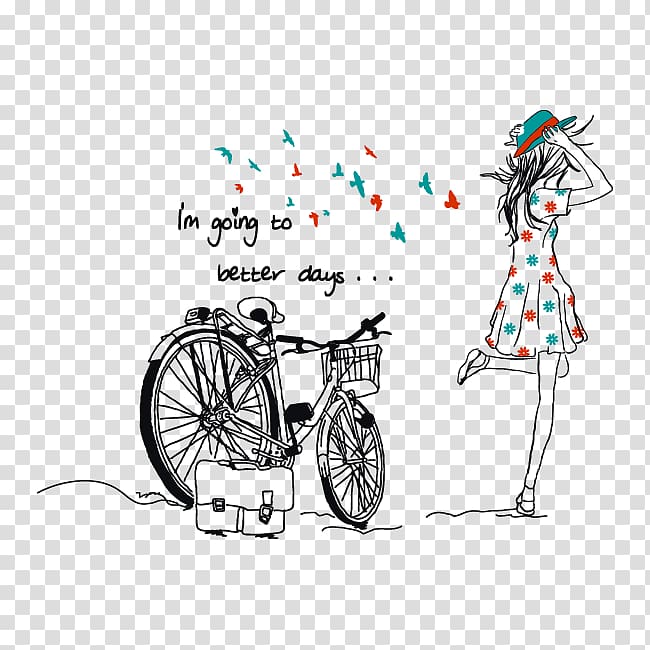 Drawing Bicycle , DIA DE LA MUJER transparent background PNG clipart