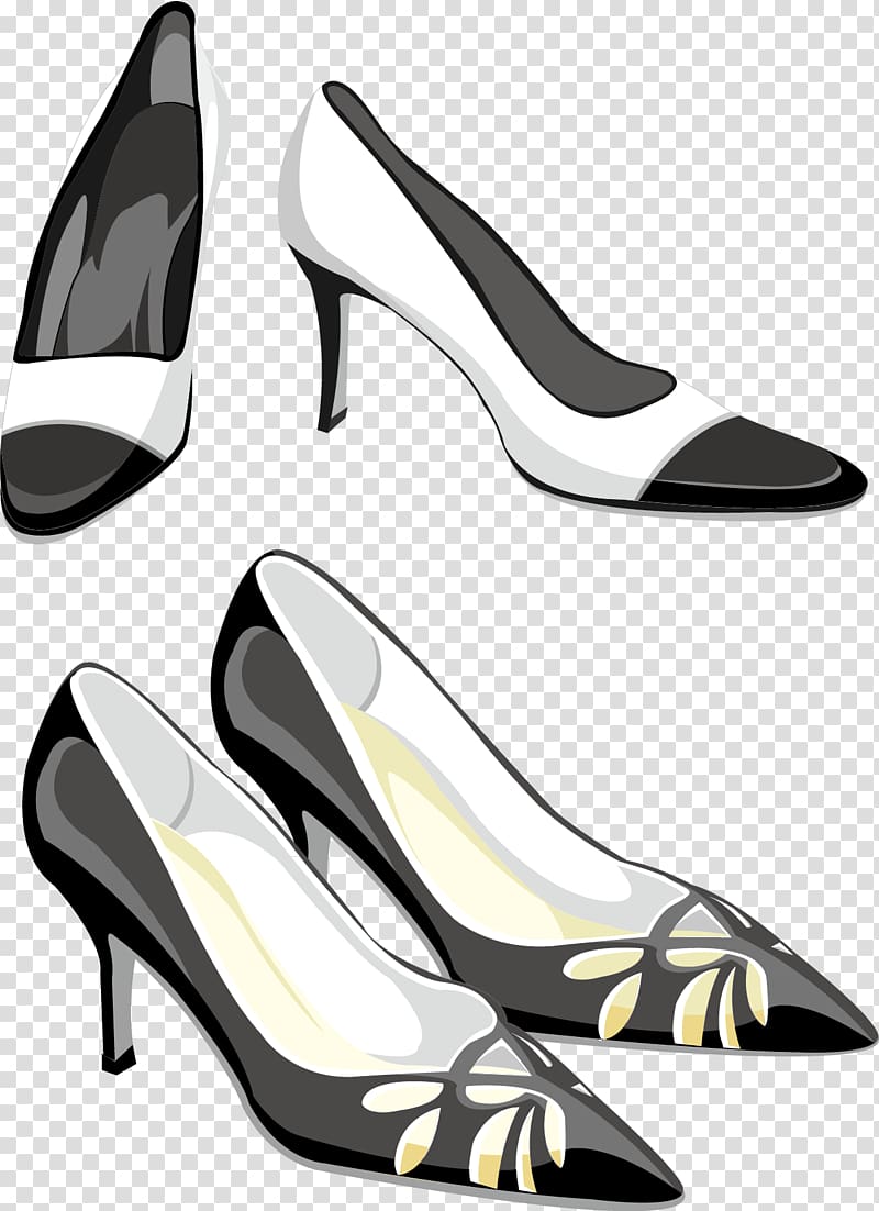 Clothing Accessories , Black and white high heels transparent background PNG clipart
