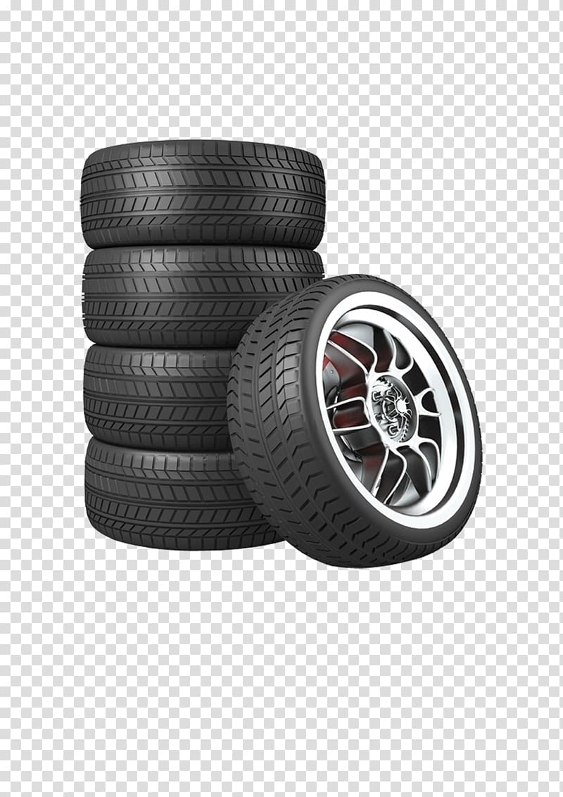 four grey car wheels and tires, Car Spare tire Wheel, Car tires transparent background PNG clipart