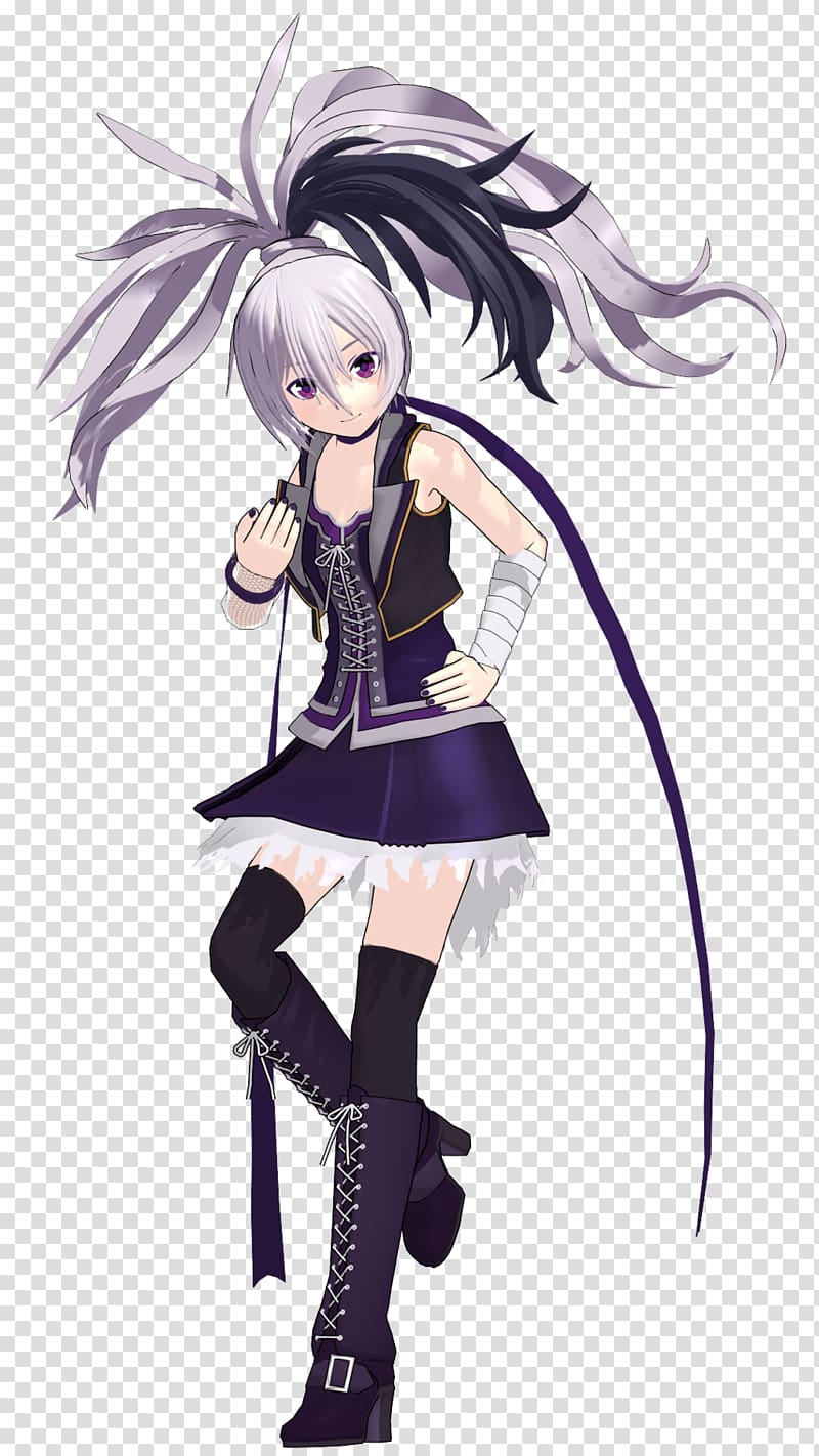 MikuMikuDance V Flower Vocaloid MMD$ Black hair, Vocaloid 4 transparent background PNG clipart