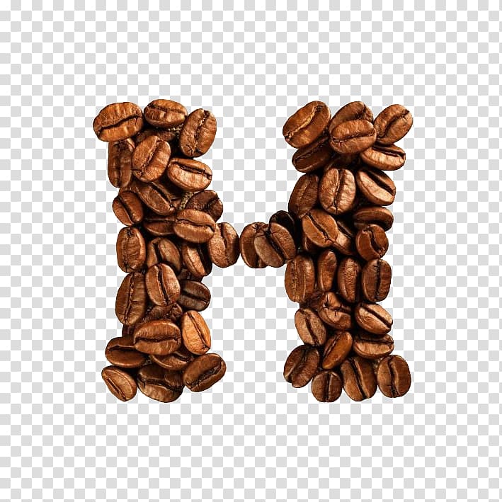 bunch of roasted coffee beans, Coffee bean Cafe Letter Alphabet, Coffee beans alphabet transparent background PNG clipart