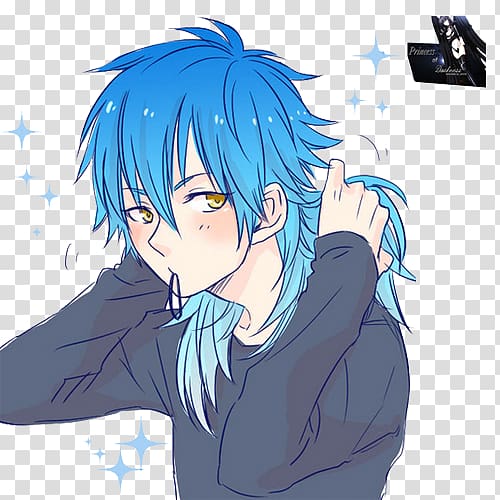 Blue Hair Anime Black Hair Manga Boy Transparent Background