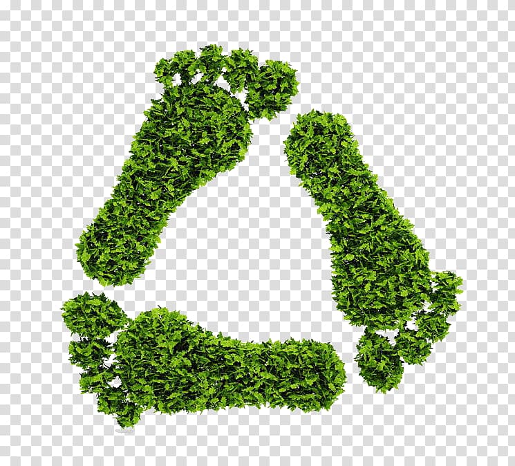 Recycling symbol Ecological footprint Ecology Environmentally friendly, Environmental protection green leaves footprints transparent background PNG clipart
