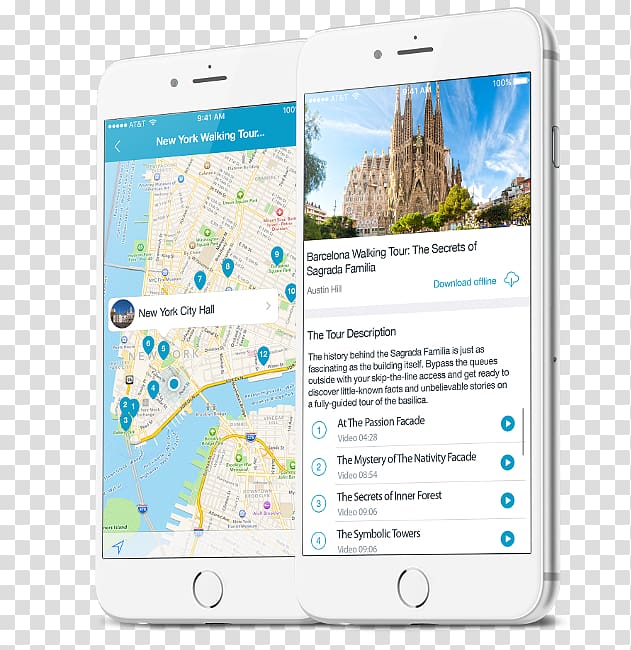 Smartphone Travel Tours Sagrada Família, mobile navigation page transparent background PNG clipart