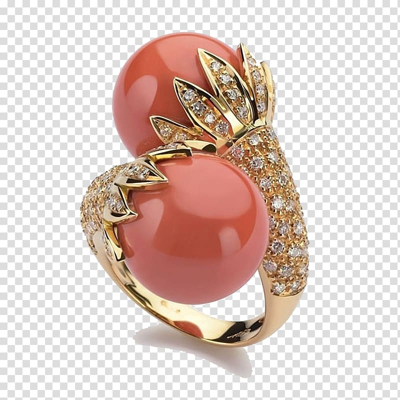 Jewellery Coral Ring Goldsmith, Stone ring transparent background PNG clipart