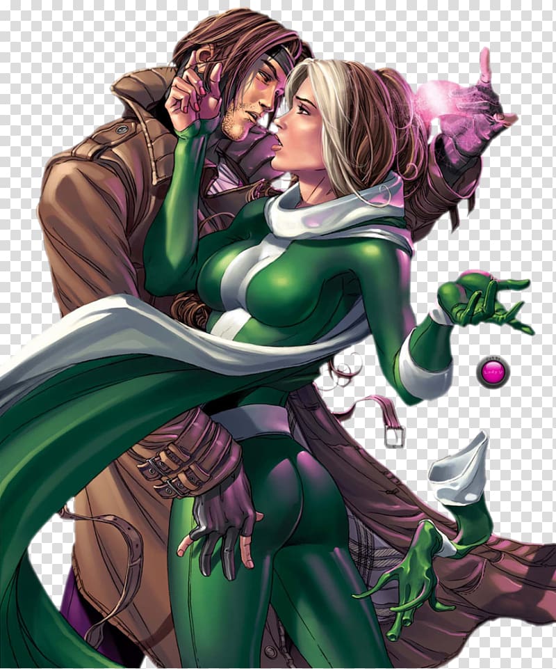 Rogue Gambit Professor X Storm X-Men, kiss transparent background PNG clipart