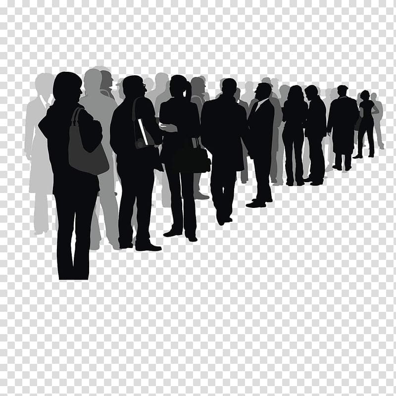 silhouette of people illustration, Silhouette Crowd Drawing Illustration, A sea of people flattened transparent background PNG clipart