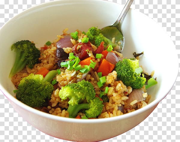 Vegetarian cuisine Fried rice Ribs Cooked rice, Broccoli rice transparent background PNG clipart