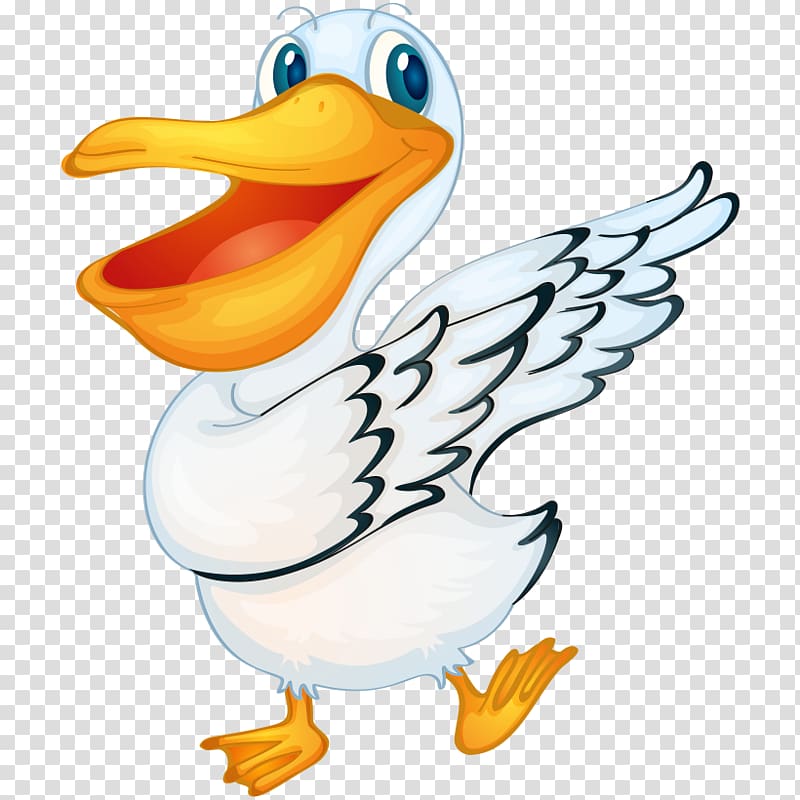Pelican Bird , Lovely hand-painted cartoon dancing duck transparent background PNG clipart