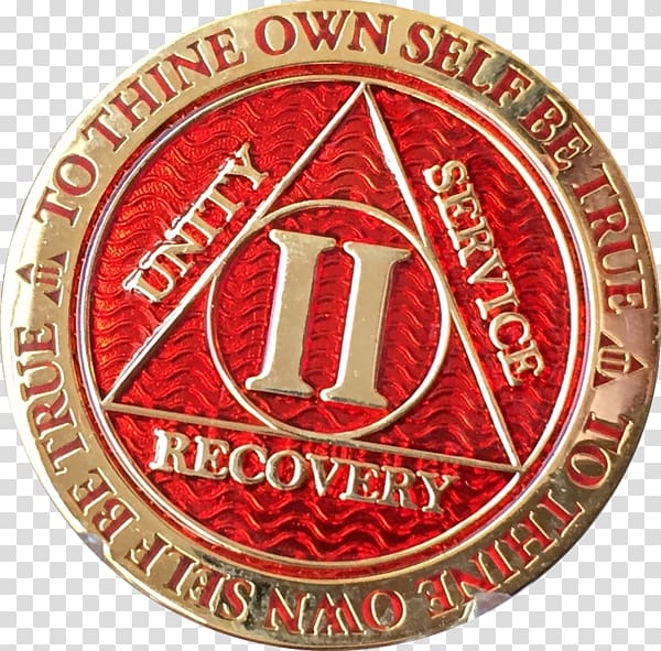Alcoholics Anonymous Sobriety coin Badge Medal Gold, medal transparent background PNG clipart