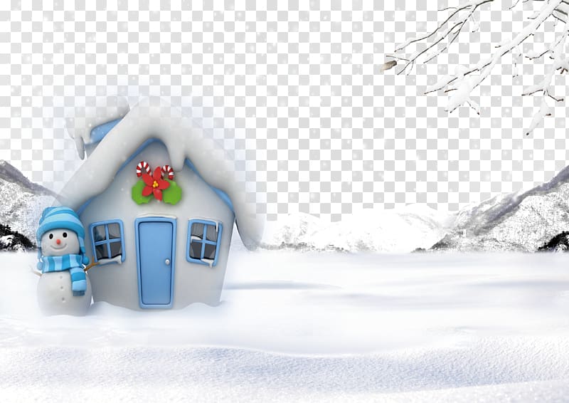 Snowman Christmas House Snowflake, Children painting snow house transparent background PNG clipart