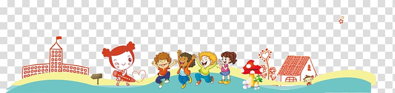 Cartoon Drawing, Cartoon characters painted school season small house transparent background PNG clipart