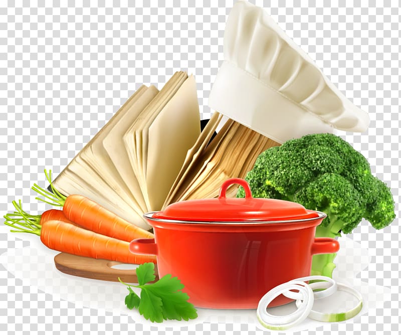 red pot near carrots, Cooking Chef Food, Cooking ingredients transparent background PNG clipart