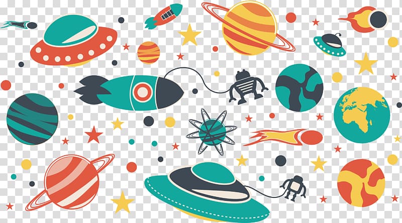 Outer space Illustrator Illustration, Space universe flat material transparent background PNG clipart
