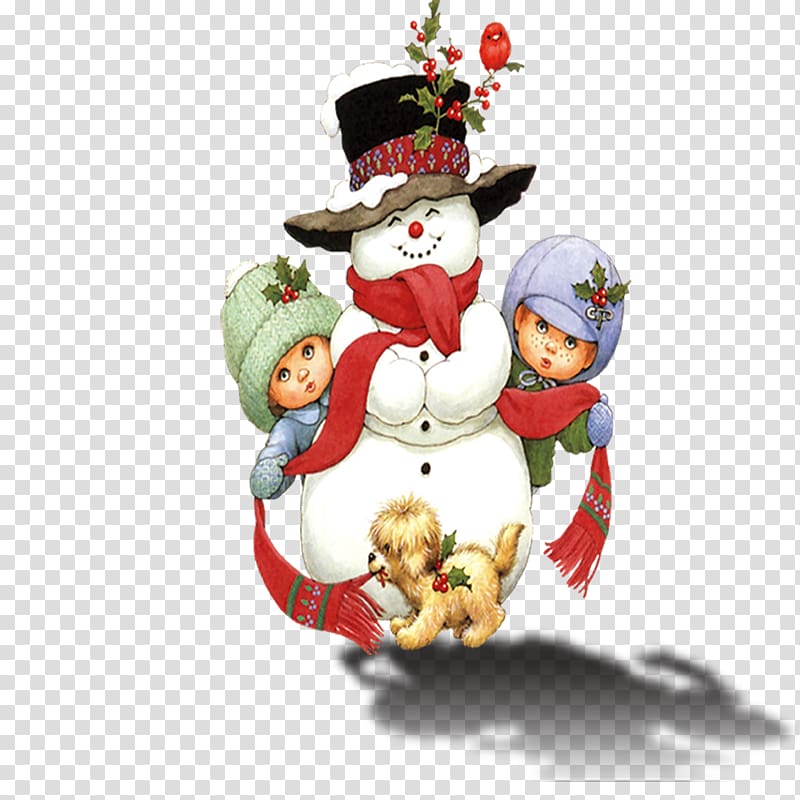 Christmas card Greeting card New Year Postcard, snowman transparent background PNG clipart