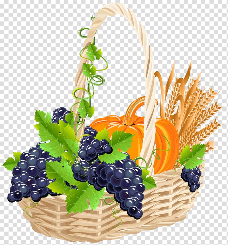 Harvest Grape Fruit Basket, Basket transparent background PNG clipart