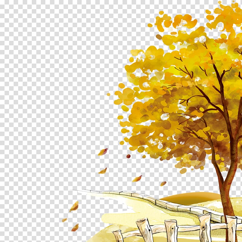 yellow leafed tree, Rock Length Paper Landscape Limestone, Park autumn leaves transparent background PNG clipart