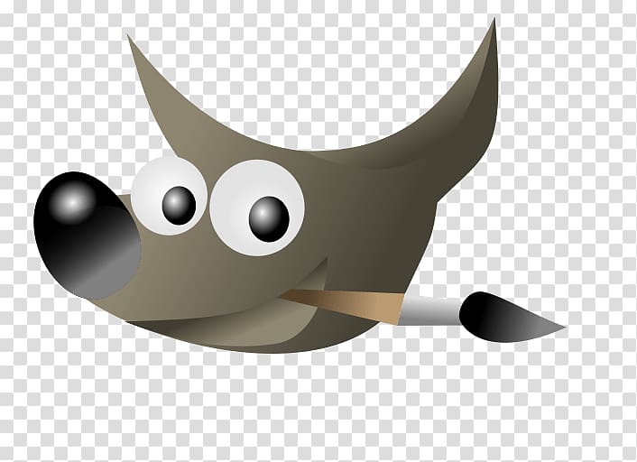 gray animal biting paintbrush illustration, Gimp Logo transparent background PNG clipart